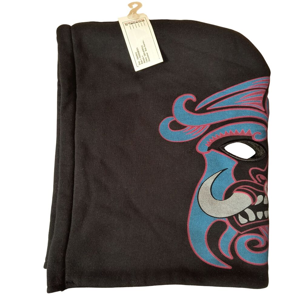 Bioworld Fleece Hood Men’s Black Oni Samurai Mask Eye Cutouts RARE